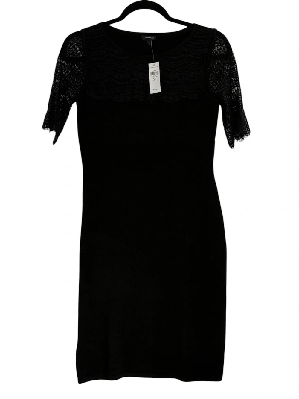 Ann Taylor Black Lace-Yoke Sweater Dress, NWT